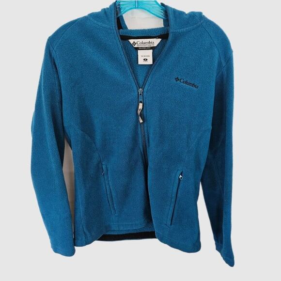 Columbia Woman's Fleece Hoodie Full zip size: M Color: Blue - Picture 1 of 4